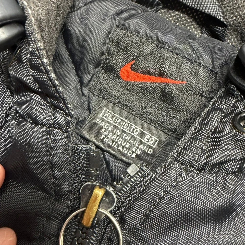 Vintage Nike Big Swoosh Retro Hooded Windbreaker Jacket Black Y2K Baggy Youth XL